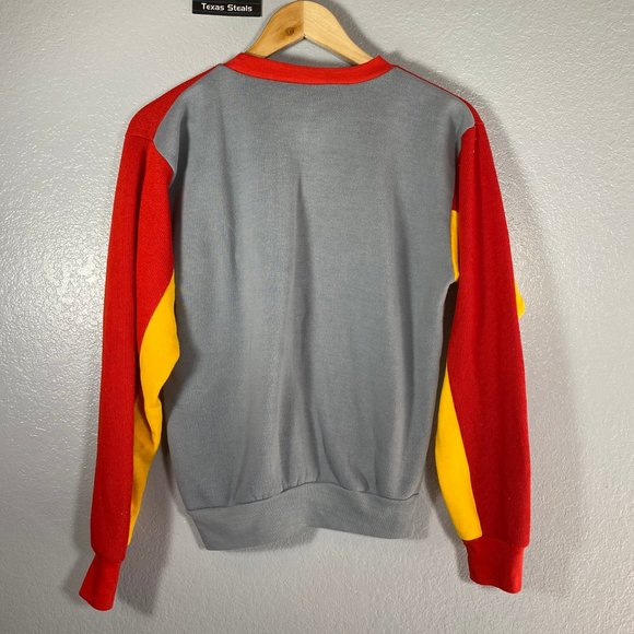 1980's Vintage Sweatshirt Red Yellow Grey - Picture 3 of 3